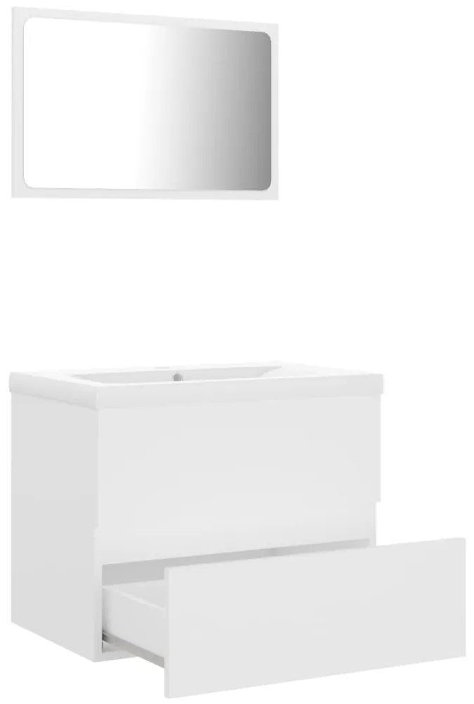 Set mobili da bagno bianco in legno multistrato