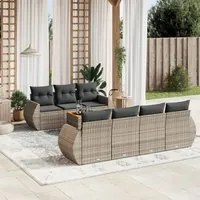 Set Divano da Giardino 8 pz con Cuscini Grigio in Polyrattancod mxl 117066