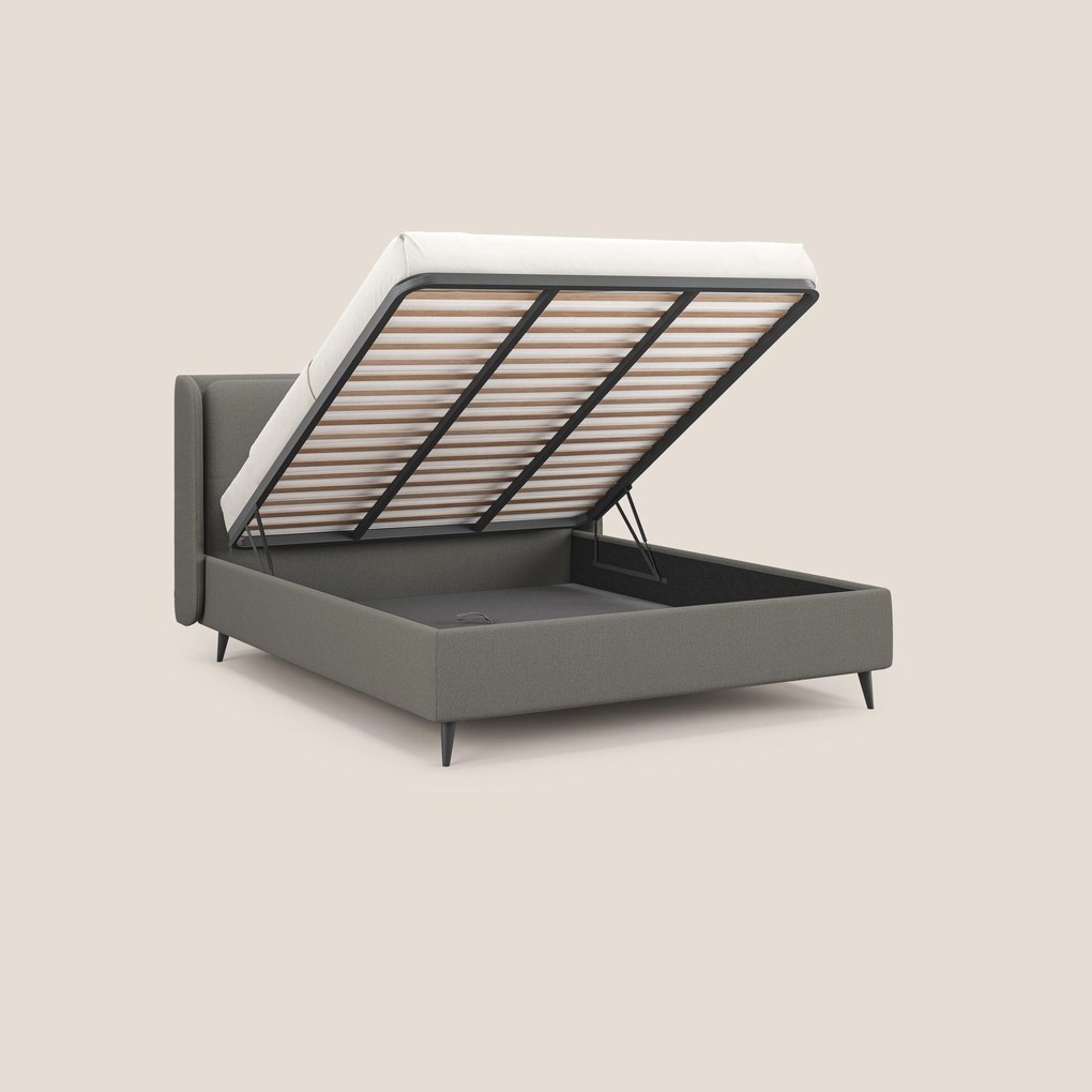 Nadine letto contenitore di design e comfort Italiano in tessuto impermeabile T19 beige