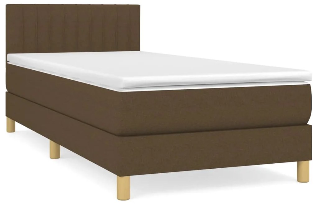 Giroletto a molle con materasso marrone scuro 80x200 cm tessuto