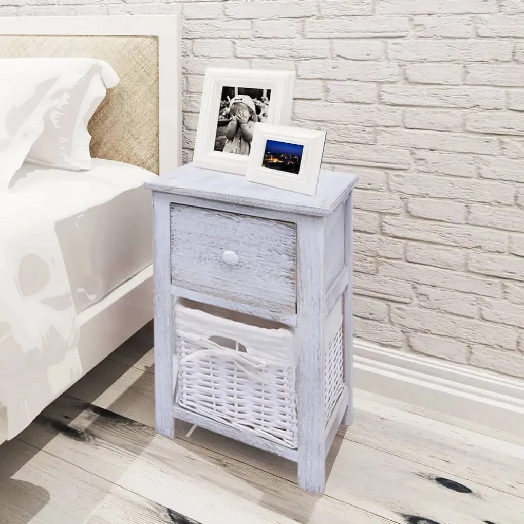 Comodino Da Notte Set 2 Pz İn Legno Bianco /