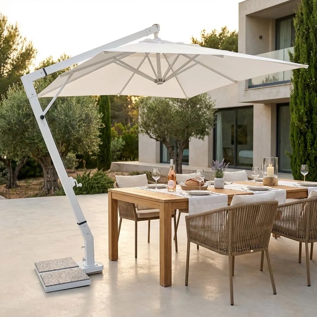 VICTOR - ombrellone da giardino decentrato metallo 3 x 3 m