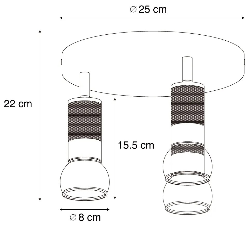 Faretto da soffitto rotondo bronzo scuro 3 luci orientabile - Veerle