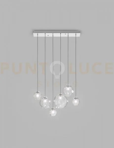 Puppet sospensione l6 cristallo trasparente cromo lucido 6 luci att...