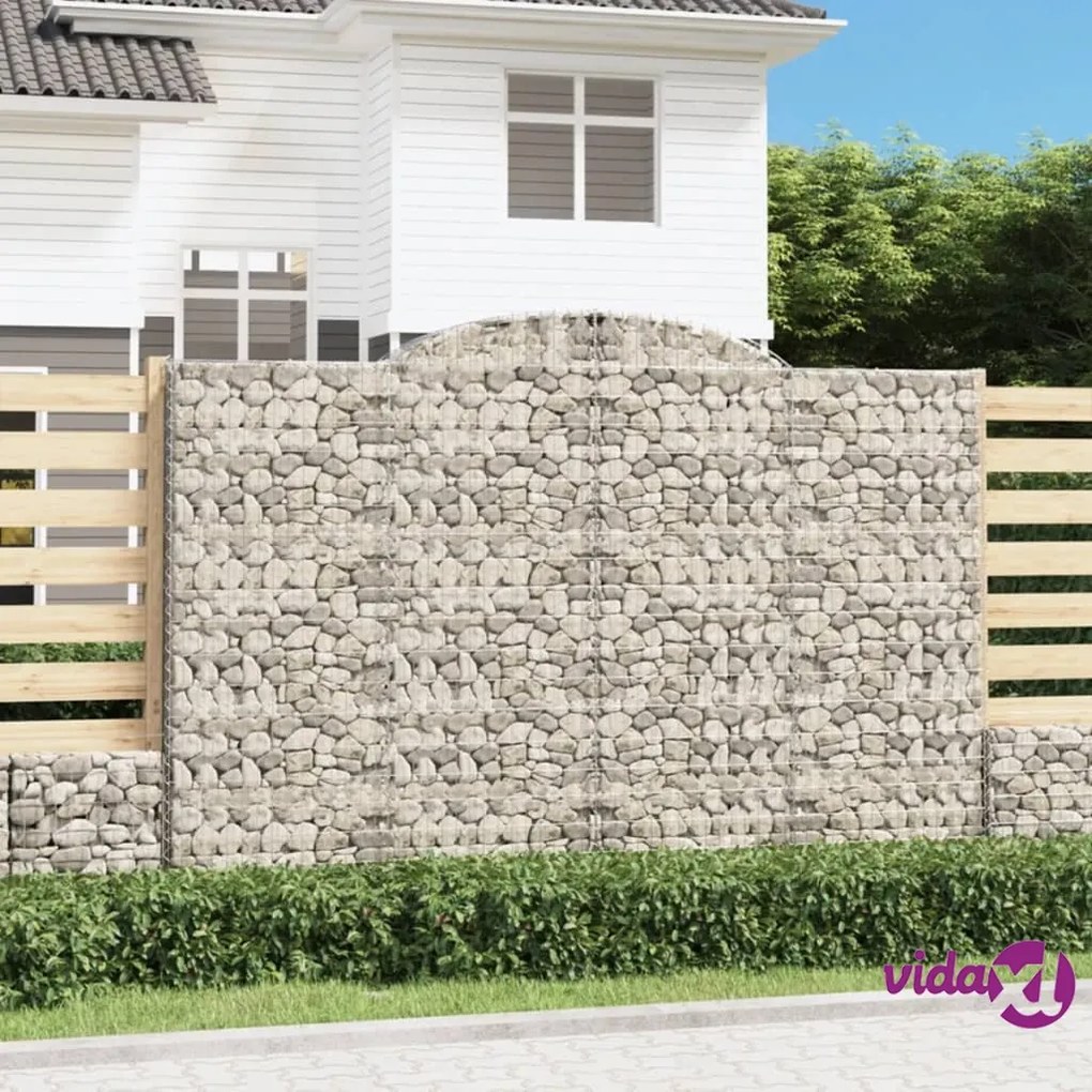 vidaXL Cesti Gabbioni ad Arco 3 pz 300x30x200/220 cm Ferro Zincato