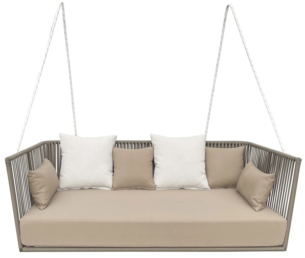 VELASCO - divano altalena con struttura in alluminio verniciato taupe