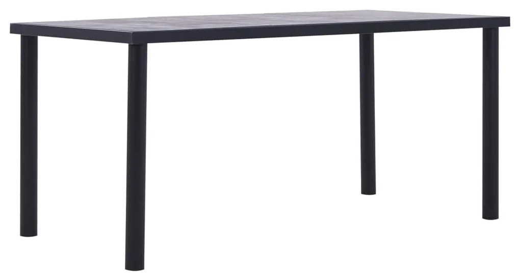 Tavolo da pranzo nero e grigio cemento 160x80x75 cm in mdf