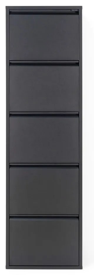 Scarpiera nera in metallo con ante ribaltabili 50x169x15 cm Billy – Spinder Design