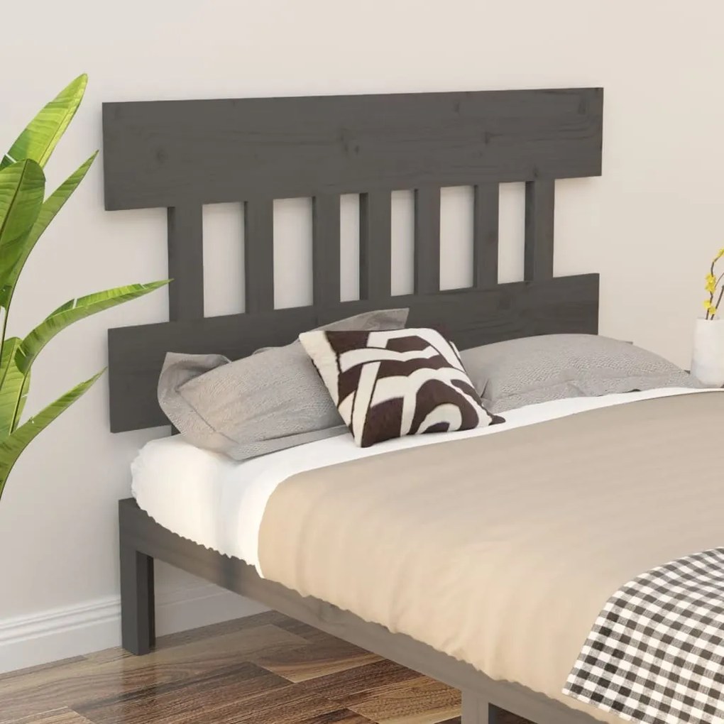 Testiera Per Letto Grigia 143,5x3x81 Cm Legno Massello Di Pino /