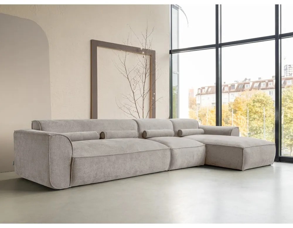 Divano angolare componibile beige (con penisola a destra) Flex Felix – Miuform