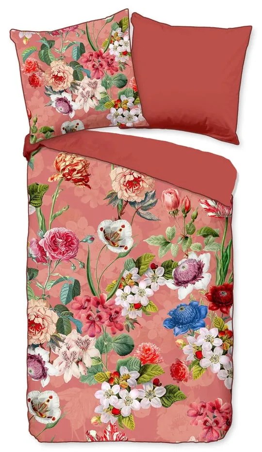 Lenzuolo singolo in cotone biologico arancione Flowery, 140 x 220 cm Organic - Descanso