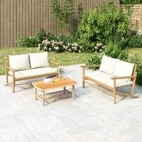 Panca da Giardino con Cuscini Bianco Crema in Bambcod mxl 70690