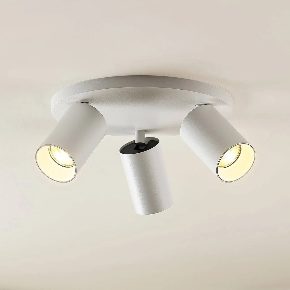 Arcchio Faretto Brinja, bianco, rotondo, Ø 6 cm, a 3 luci, GU10 Brinja Arcchio, dimmerabile, Bianco / Opale, Corridoio, Alluminio, Moderno, Faretto