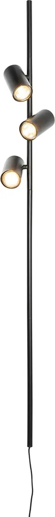 Lampada da parete intelligente nera con interruttore a pedale 3 luci Incl. 3 GU10 Wifi da 50mm - Jeana Luxe