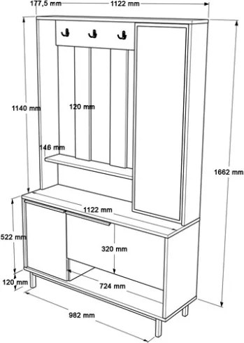 Mobile Da Ingresso Con Scarpiera Appendiabiti E Specchio Orientabile Ocean Rafia