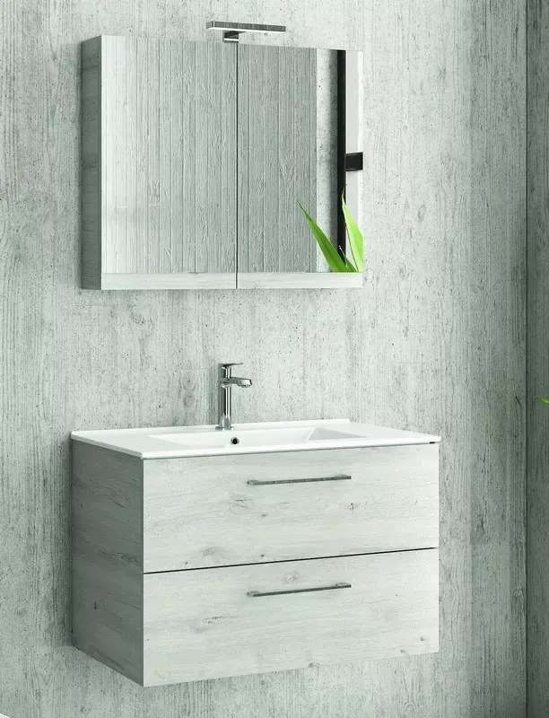 Mobile bagno 75 cm lavabo incasso e due cassetti NEL-75 - KAMALU