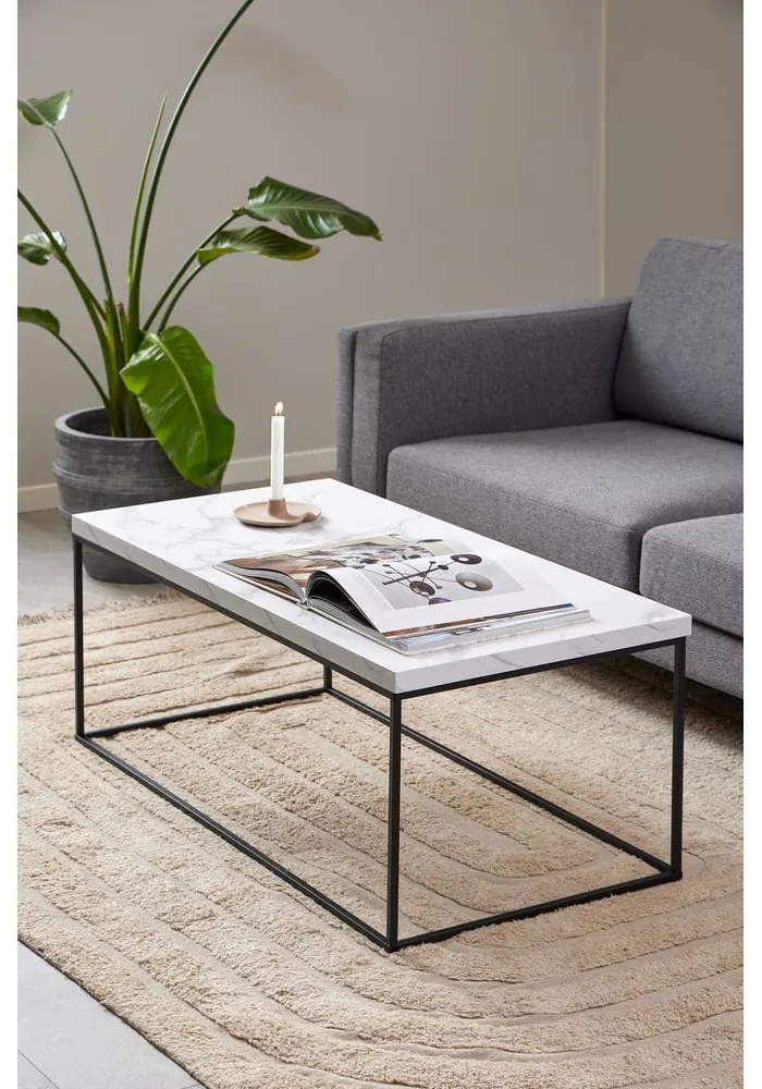 Tavolino bianco con piano in marmo 55x110 cm Barossa - Actona