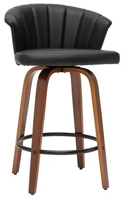 Sgabello da bar design girevole nero e legno scuro H65cm ALBIN