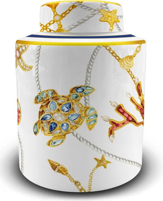 Baci Milano Potiche vaso elegante in porcellana "Portofino" h 23