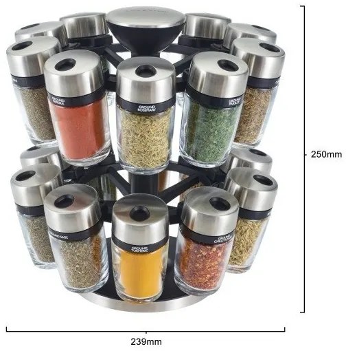Cole&Mason - Rastrelliera rotante con barattoli per spezie MASTER 21 pz.