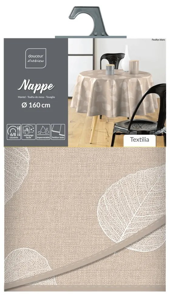 Tovaglia adatta per pulizia con panno umido ø 160 cm Feuillys – douceur d'intérieur