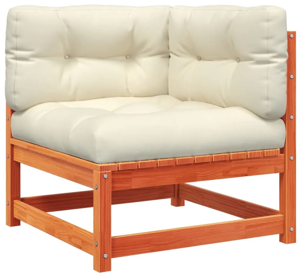 Set divani giardino 6pz con cuscini marrone cera massello pino