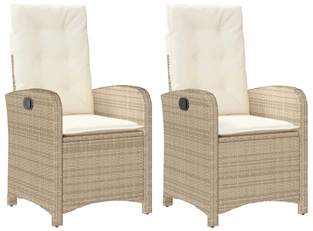 Sedie reclinabili da giardino 2pz con cuscini beige polyrattan