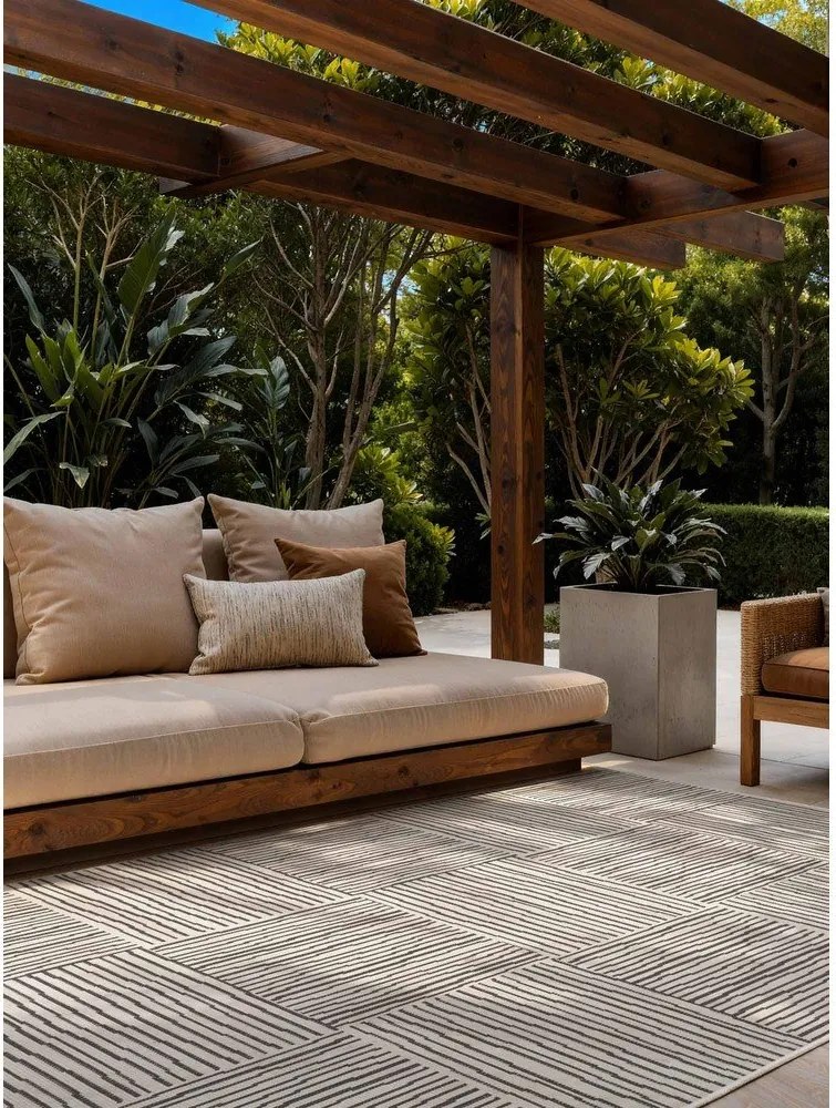 Tappeto da interno/esterno nero/color crema 160x230 cm Haringey Nightingale – Ted Baker