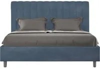 Letto Matrimoniale Francese 140x210 cm con Rete e Contenitore Agueda Blu