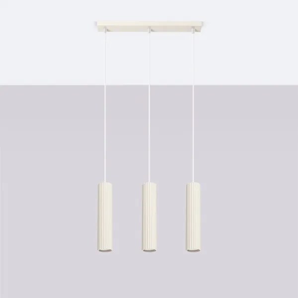 Sollux SL.1594 - Lampadario a sospensione con filo KARBON 3xGU10/10W/230V color crema