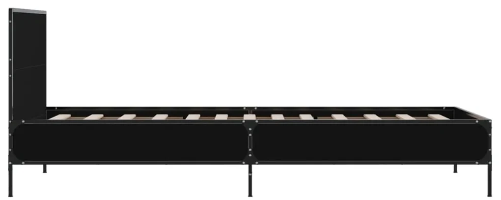 Giroletto nero 90x200 cm in legno multistrato e metallo