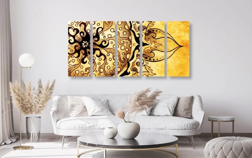 Quadri 5 pezzi – Mandala con tocco vintage