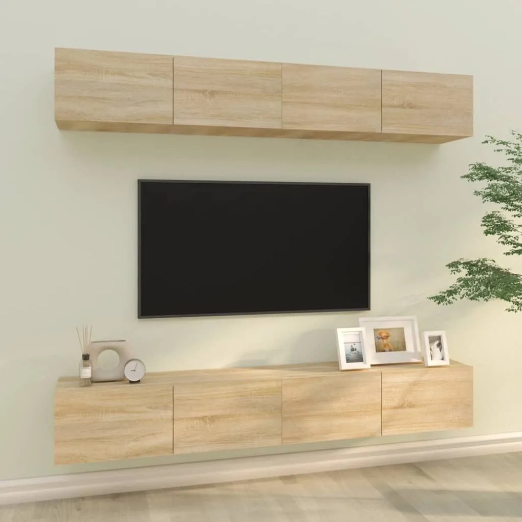 Mobili Porta Tv A Parete 4 Pz Rovere Sonoma 100x30x30 Cm /