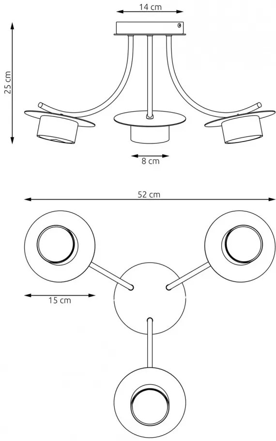 Lampada a soffitto in acciaio ENSO 3 nero da interno 3xGX53 Colore del corpo Nero