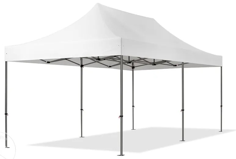 TOOLPORT 3x6 m gazebo pieghevole PVC ignifugo con laterali (finestre panoramiche), PREMIUM acciaio, bianco - (600124)