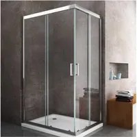 Box doccia 2 lati scorrevole a doppia porta trasparente anticalcare 6mm h190cm india, dimensioni 90x90