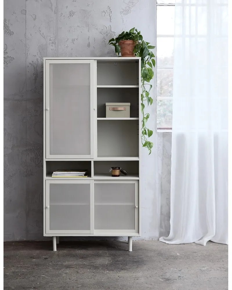 Armadietto grigio in metallo con porte scorrevoli 90x180x40 cm Veep – Unique Furniture