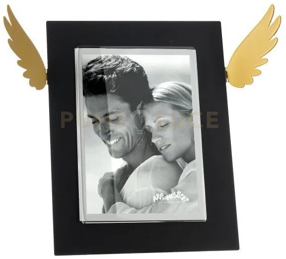 Portafoto di design icaro grande nero ,ocra in ferro e polimetilmet...