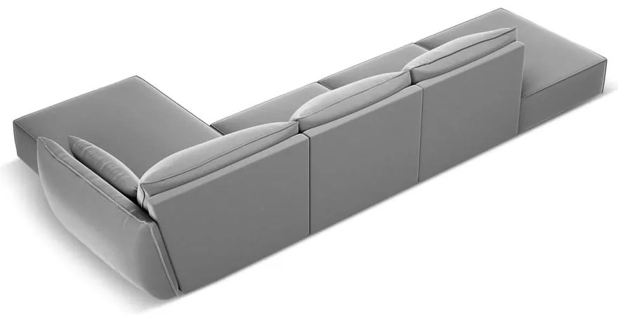 Divano angolare grigio chiaro (con penisola a destra/con chaise lounge) con rivestimento in velluto Vanda – Mazzini Sofas