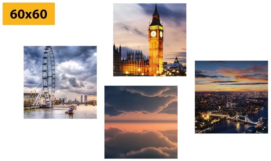 Set di quadri – Londra romantica di notte