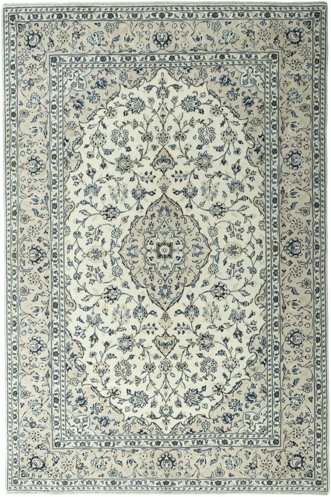 Kashan Tappeto 200x290 Beige (Iran) Annodato A Mano
