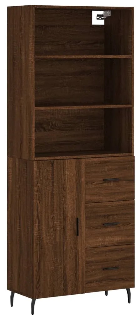 Credenza rovere marrone 69,5x34x180 cm in legno multistrato