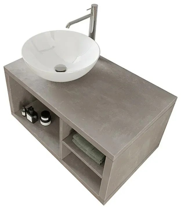 Mobile bagno sospeso 80 cm grigio cemento Master lavabo 40 e specchio