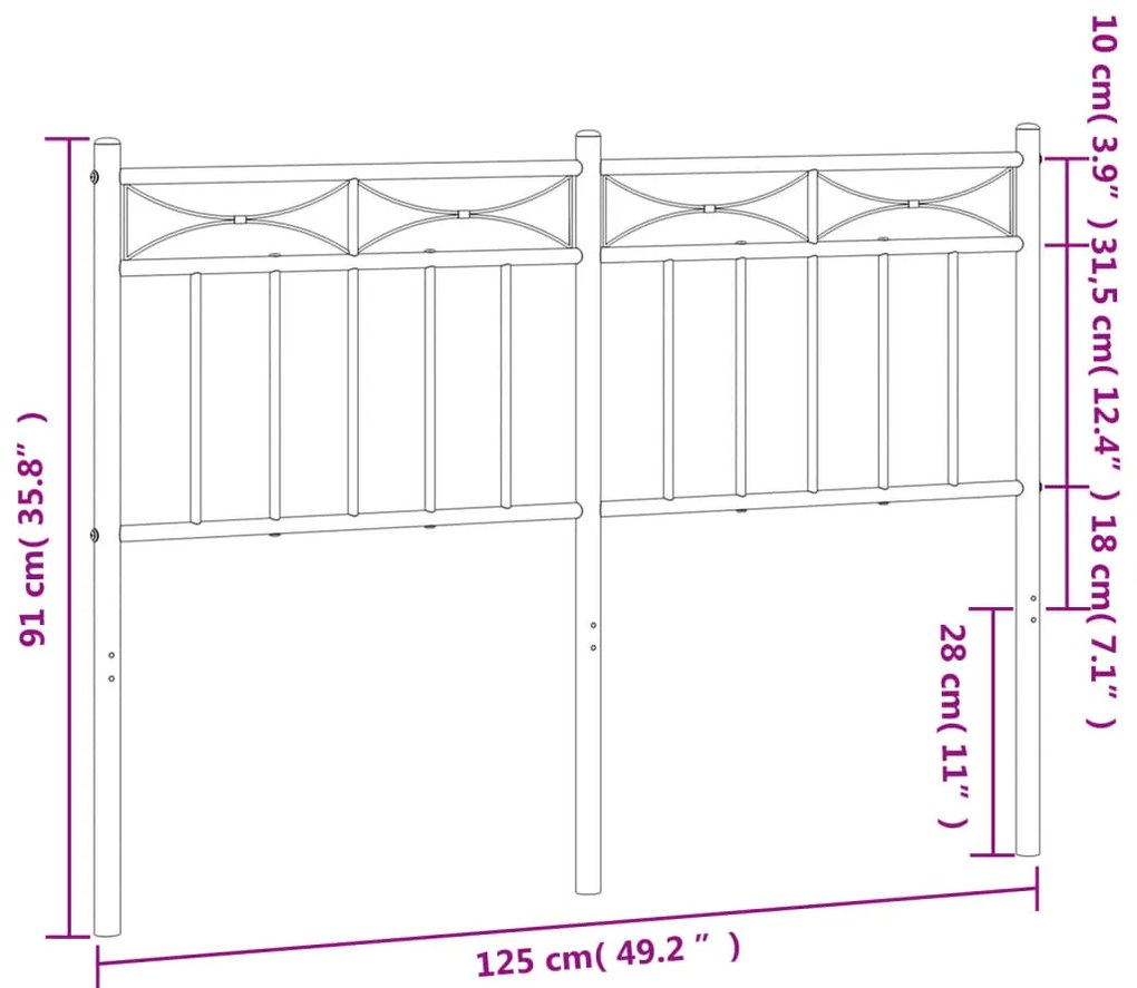 Testiera in Metallo Nero 120 cm