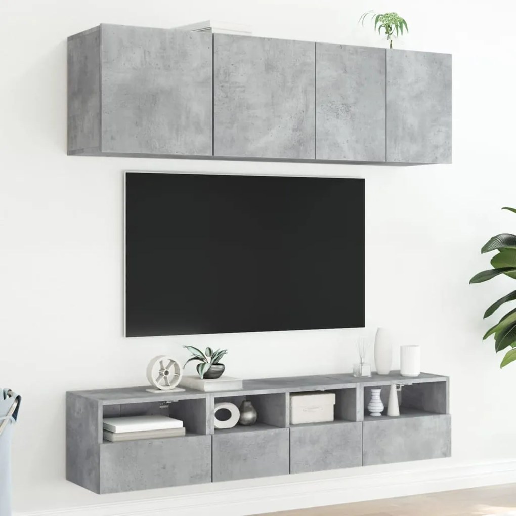 Mobile tv a parete grigio cemento 40x30x30 cm legno multistrato