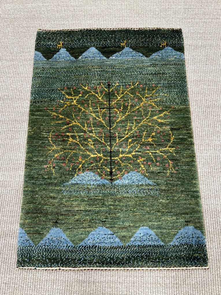 Loribaft Tappeto persiano 90x60 Verde (Iran) Annodato A Mano