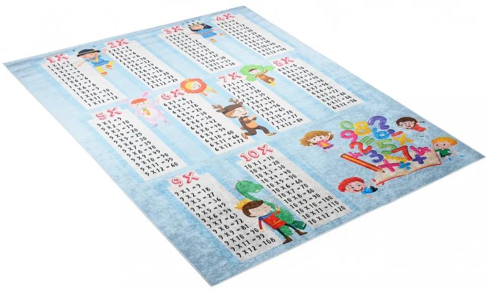 Tappeto per bambini con un motivo di bambini e una piccola tabella di moltiplicazione Larghezza: 120 cm | Lunghezza: 170 cm