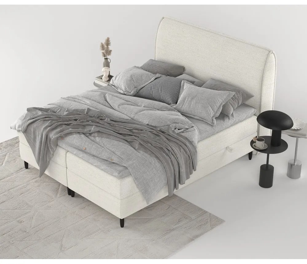 Letto boxspring crema con contenitore 200x200 cm Melba - Maison de Rêve