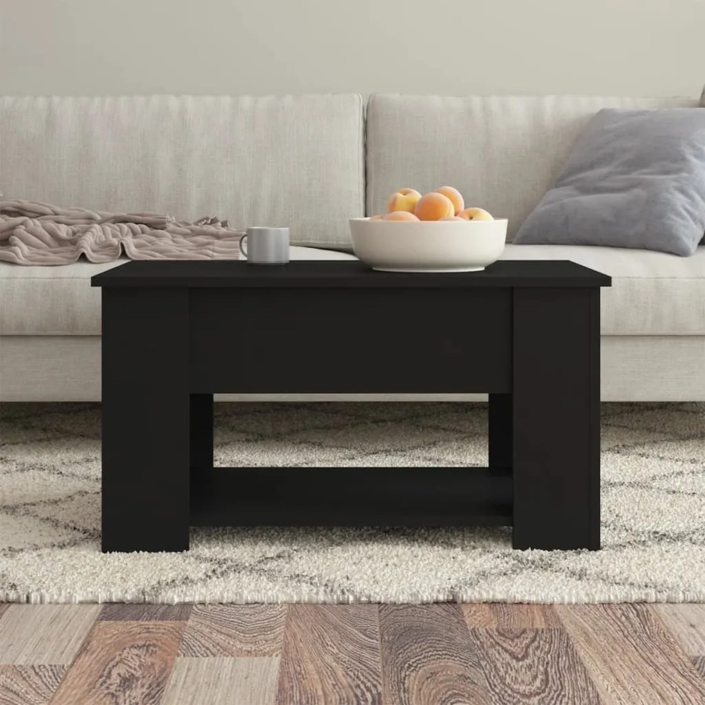 Tavolino da salotto nero 79x49x41 cm in legno multistrato