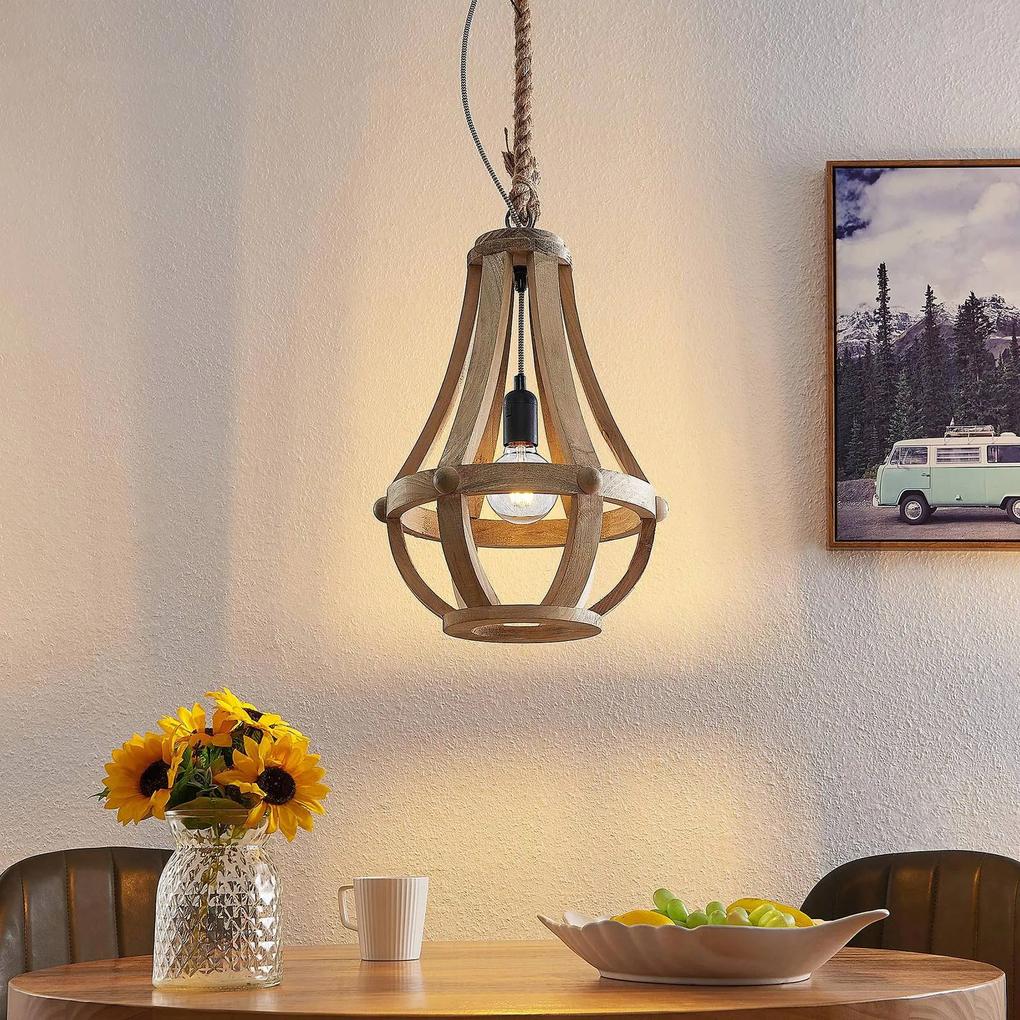 Lindby Tojaka lampada sospensione di legno, 32 cm